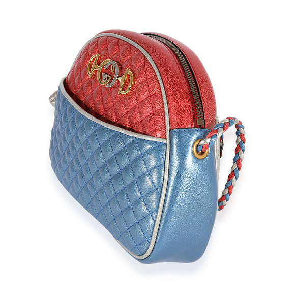 Gucci Metallic Blue & Multicolor Nappa Trapuntata Shoulder Bag - Picture 4 of 10